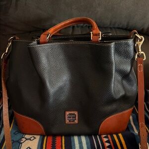Dooney & Bourke Black and Tan Messenger Bag